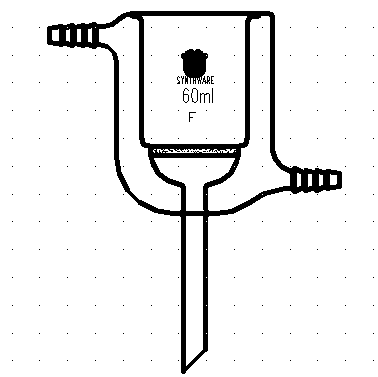 F514060F 夹层砂芯漏斗 容积(mL)60 砂板孔隙度F（G4） 总高(mm)161