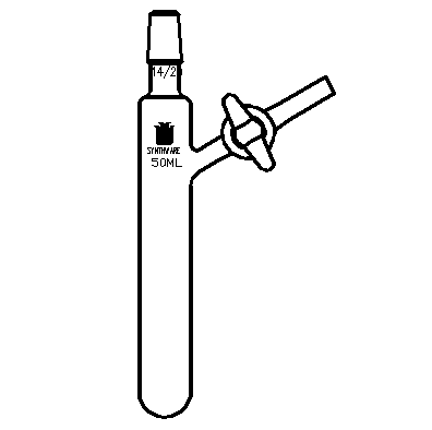 F691050,反应管,外磨口14/20,玻璃节门,50ml