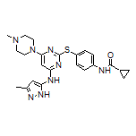 N-[4-[[4-[(3-甲基-5-吡唑基)氨基]-6-(4-甲基-1-哌嗪基)-2-嘧啶基]硫基]苯基]环丙烷甲酰胺