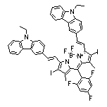 3,7-双[(E)-2-(9-乙基-9H-咔唑-3-基)乙烯基]-5,5-二氟-2,8-二碘-1,9-二甲基-10-(2,4,6-三氟苯基)-5H-二吡咯并[1,2-c:2’,1’-f][1,3,2]二氮杂环己硼烷-4-鎓-5-盐